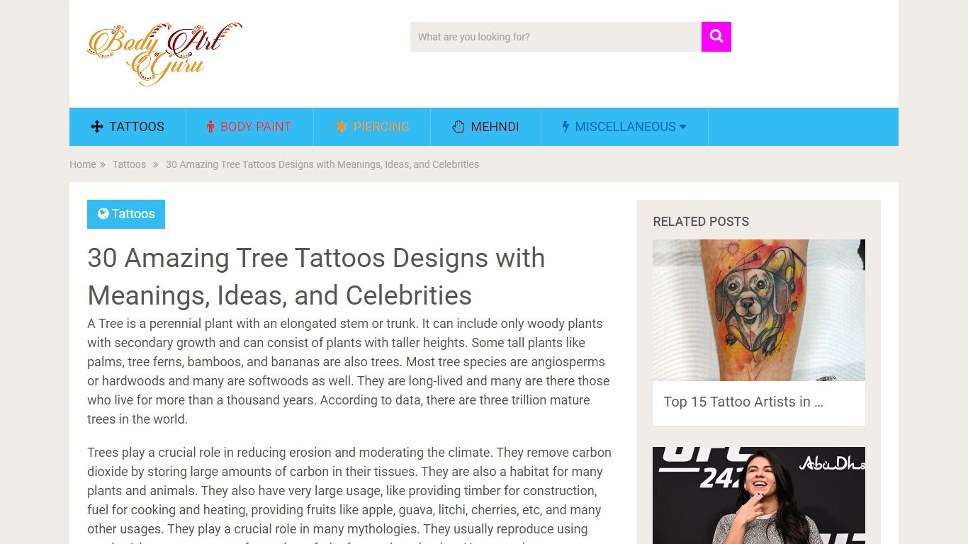 30 Amazing Tree Tattoos Designs with Meanings, Ideas, and Celebrities